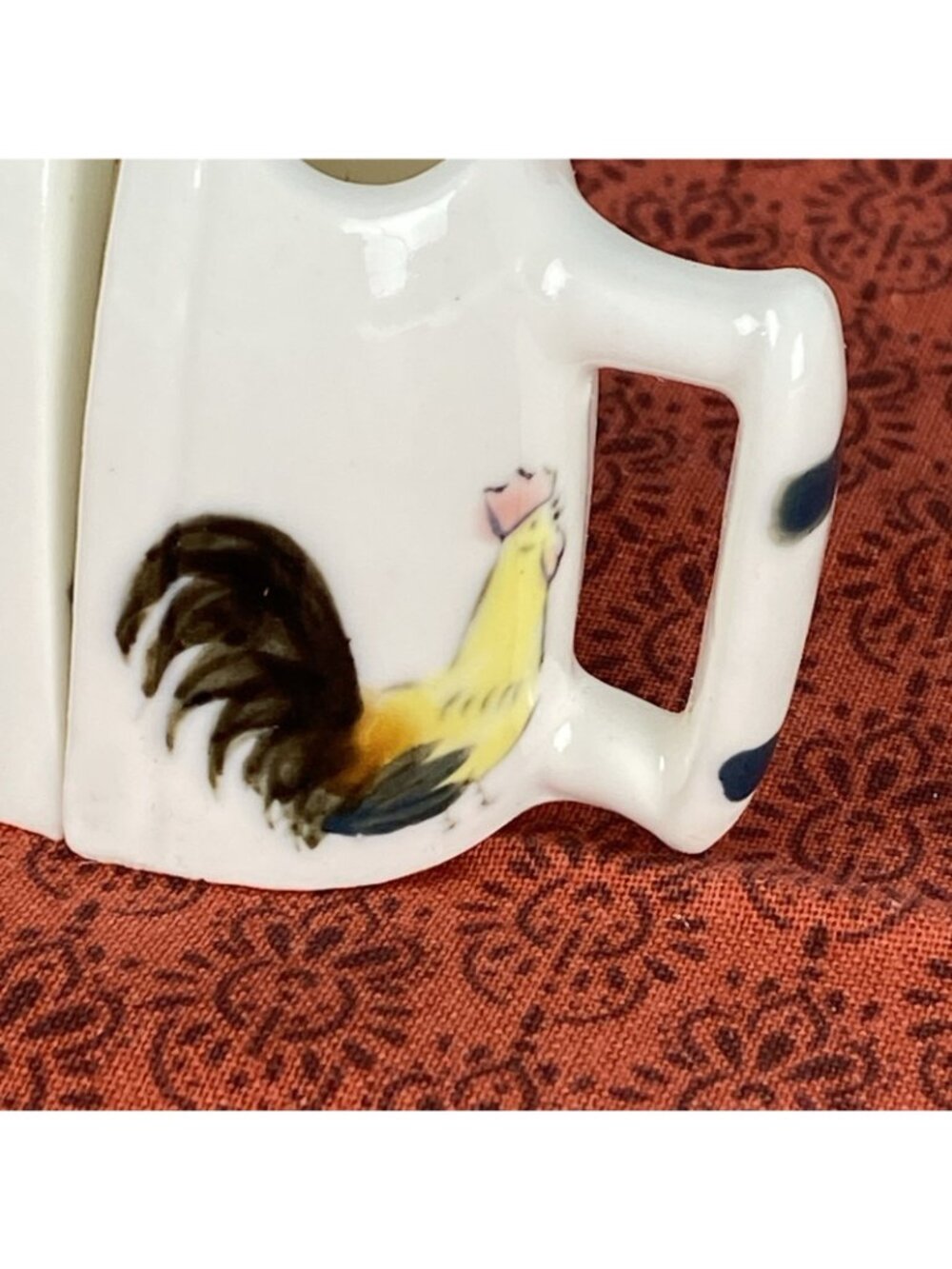 Our Own Import Bone China Clothes Iron Toothpick Holder Set Japan Rooster Floral - Picture 11 of 15